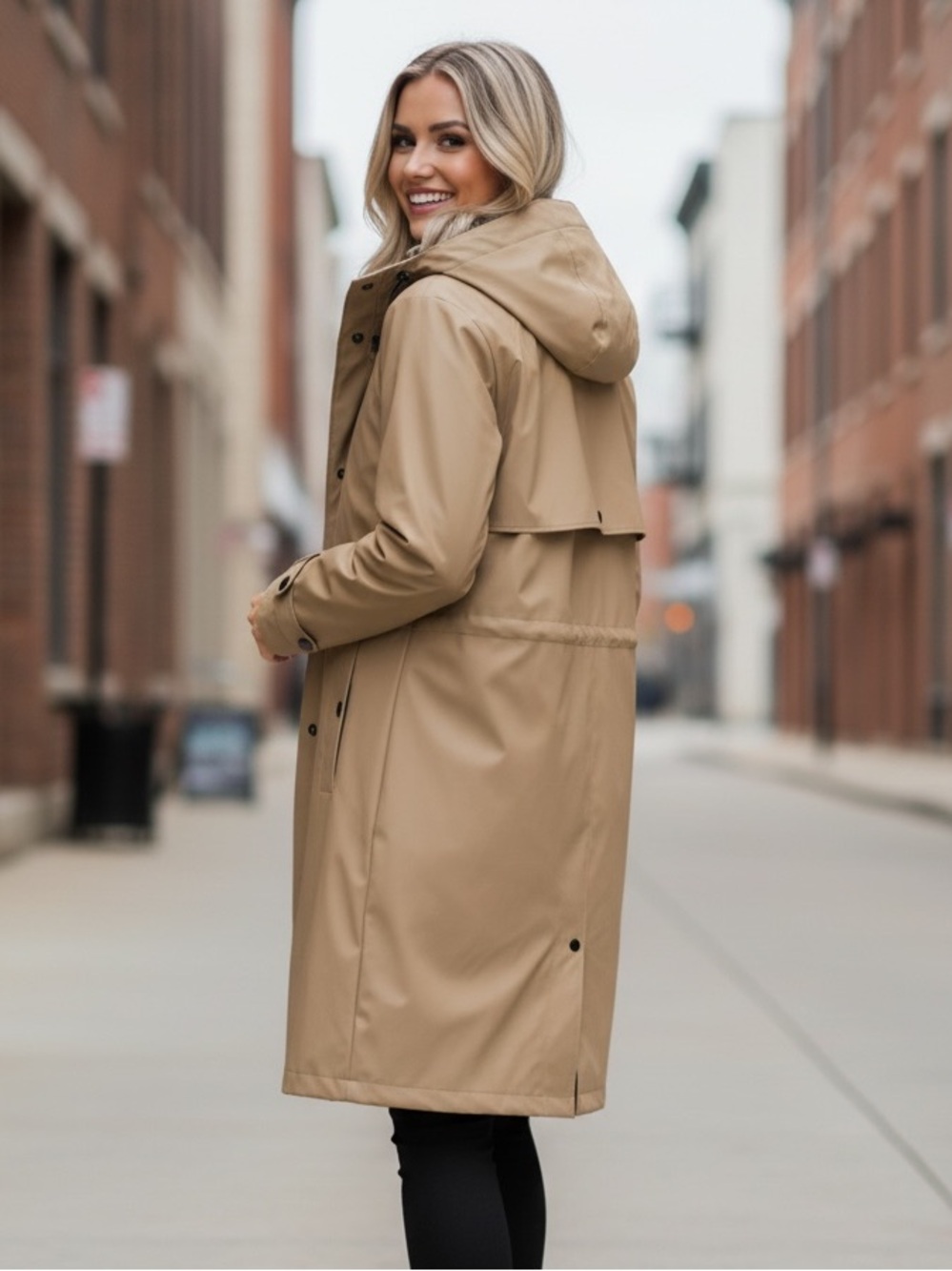 Lands end Tan Hooded Raincoat - Brand